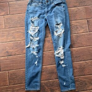 American Eagle Outfitters Ripped Blue Skinny Jeans